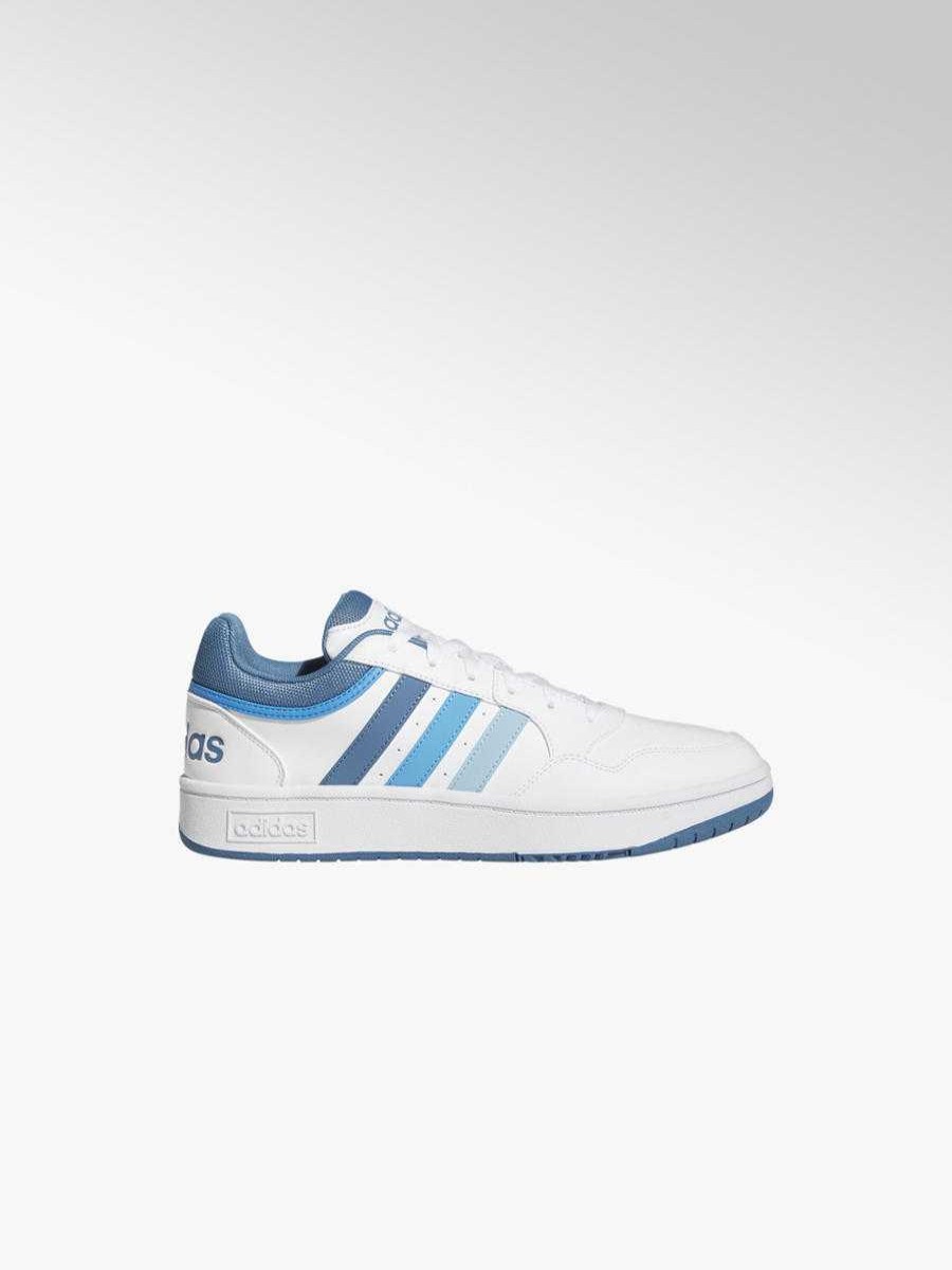 Meskie adidas Sportowe | Bialo-Niebieskie Sneakersy Meskie Adidas Hoops 3.0