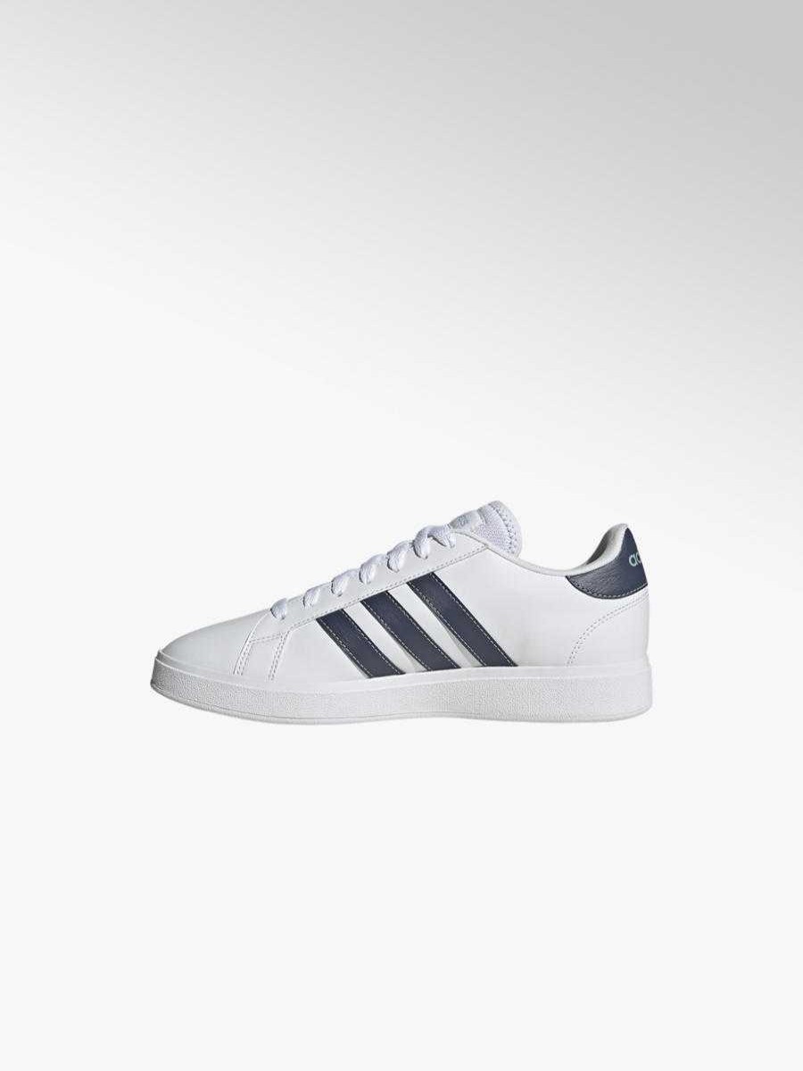 Meskie adidas Sportowe | Bialo-Granatowe Sneakersy Meskie Adidas Grand Court Base 2.0